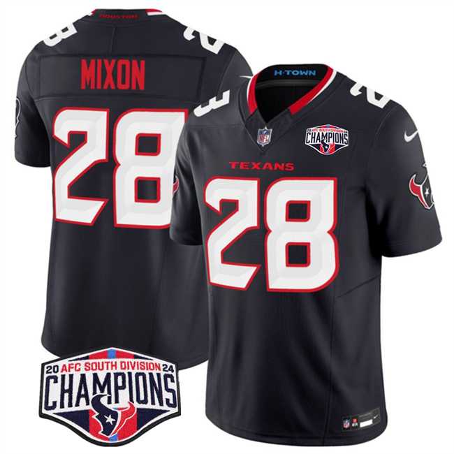 Mens Houston Texans #28 Joe Mixon Navy F.U.S.E. 2024 AFC South Division Champions Vapor Limited Stitched Jersey